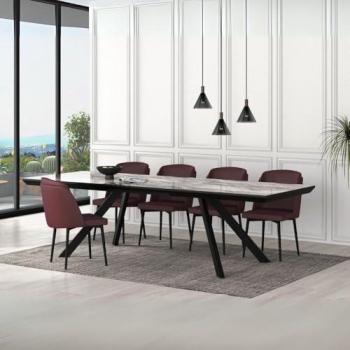 Corin Tavolo Estensibile Piano Marmorato Nero