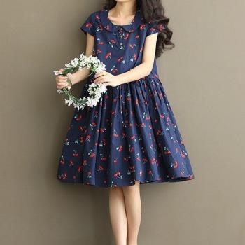 Anime School Uniform Cherry Print Dress M-XL