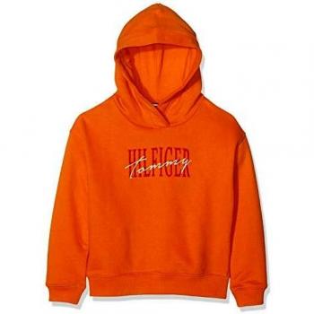 Sudadera con capucha Tommy Hilfiger Essential Graphic Logo, Naranja (Russet Orange 800), Talla 4 para Niñas