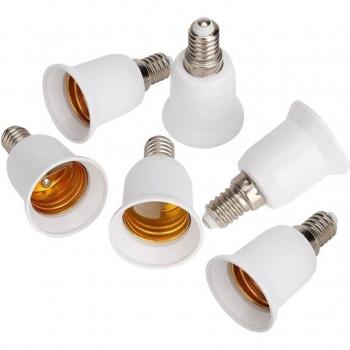 Douille convertisseur LED E14 vers E27, pack de 6