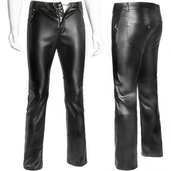 Men's Gothic Black PU Leather Zipper Pants