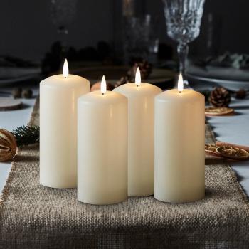 TruGlow® LED-Adventskerzen 4er Set elfenbeinfarben 15cm
