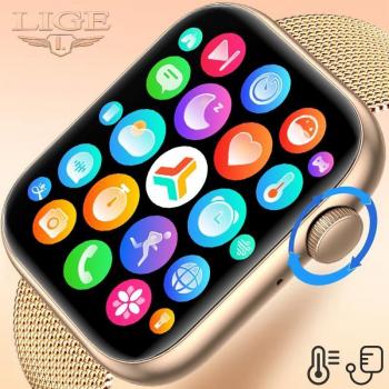 LIGE ProConnect 2022 – Montre à touches rotatives, 1.85”, silicone rose