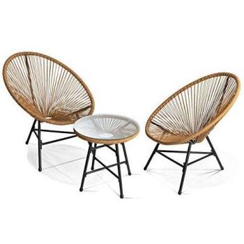 Idmarket - Set di mobili da giardino Izmir - tavolo e 2 poltrone con corda effetto rattan