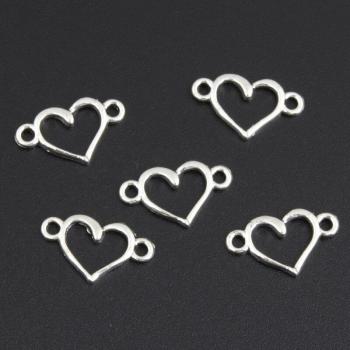 200 Stück Kleine Hohlherz-Reize Silber 14,5x8,5mm für Schmuckherstellung