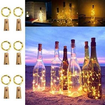 Weinflaschen‑LED-Lichterkette 20x5 Modus, Koopower 6er Set, 2 m Kupferdraht