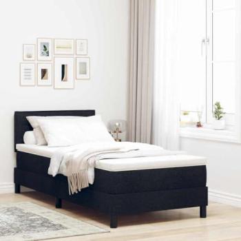 Boxspring Letto Nero 80x200 cm con materasso in tessuto