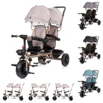 Triciclo Gemelar Hip Hop hasta 40 Kg con Asientos Rotatorios 360° de Chipolino