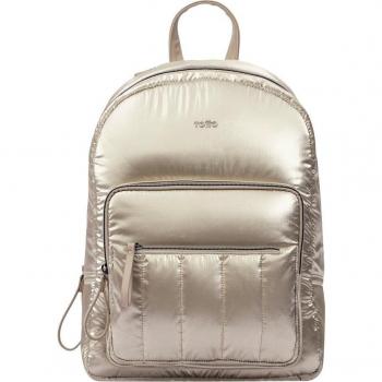 Mochila Totto Verona M de color marrón con cremallera
