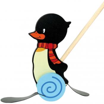 Hess-Holzspielzeug Schiebe-Pinguin aus Holz