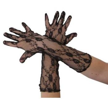 Gants longs en dentelle noire - 40 cm - pour Halloween