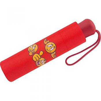 Scout Taschenregenschirm für Kinder, Emoji Rot, reflektierend