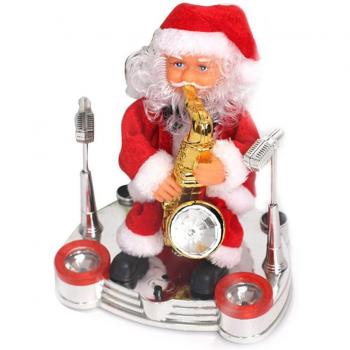 Electric Santa Claus Drum and Saxophone Piano Toy