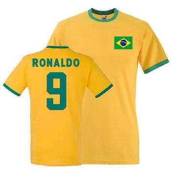 T-shirt Jaune Ringer Gildan Ronaldo Brésil Taille Large (42-44)