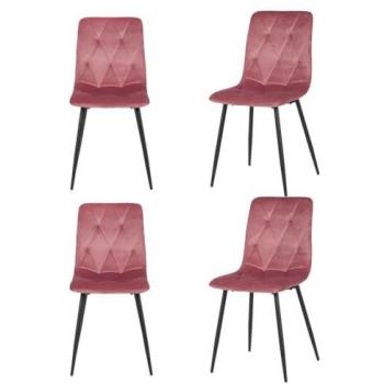 Set de quatre fauteuils en tissu rose ELBURG – L 43 × l 38 × H 91 cm