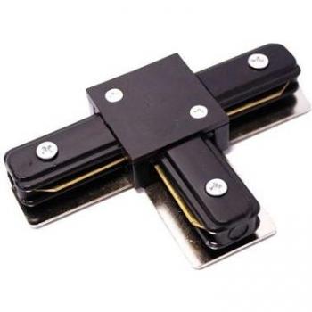 Conector triple para carril de luz de techo 1-vía negro - BeMatik