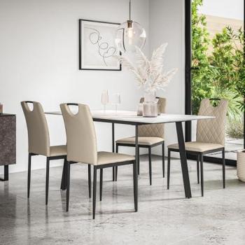 White Marble Bliss Dining Table & Six‑Seat Set