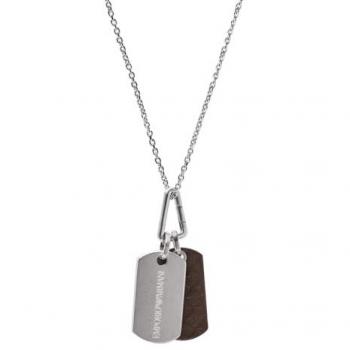 Collar Emporio Armani EGS3133040 Acero Inoxidable y Cuero con Dog Tag