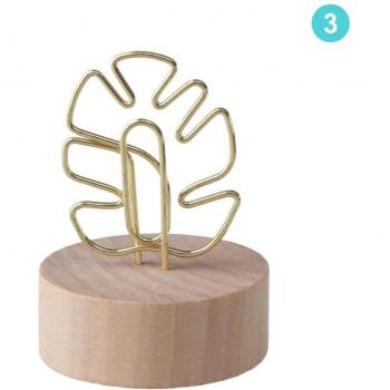 Memo Clip Holder with Wooden Base