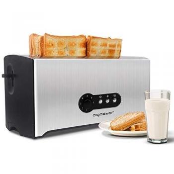 High‑Lift Aigostar 4‑Slice 1600W Toaster with Removable Crumb Tray
