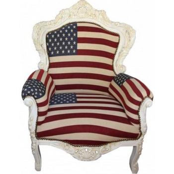 Barock Sessel King im USA Stil Creme