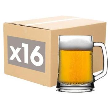 Transparent 500 ml Pub‑Glass Beer Cup Set – 16 Pieces