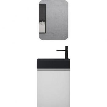 Ensemble de Salle de Bain Blanc Mat avec Meuble Sous Lavabo et Miroir Éclairé