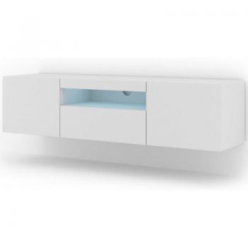 BIM FURNITURE Mobile tv piano tv sospeso o a terra bianco opaco con led 150x37x42cm aura