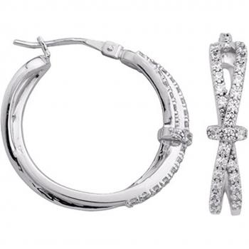 Altesse [R5735] Orecchini a Cerchio Argento Sissi Bianco Rhodiato da 20 mm