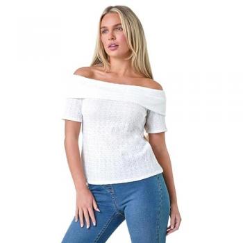 Petite Textured Bardot Top