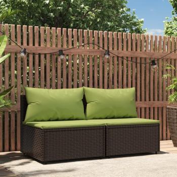 Vidaxl - Sofás centrales jardín con cojines 2 uds ratán sintético marrón Marrón