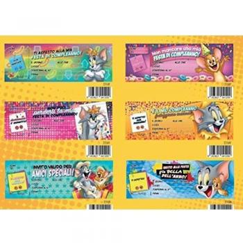 Set di 6 Inviti di Compleanno di Tom e Jerry con Blocchetti