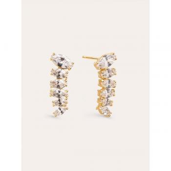 Pendientes Oro 18K Falling Tears con Circonita