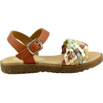 Sandalias CONGUITOS TRENZADAS en Color Cuero para Niña
