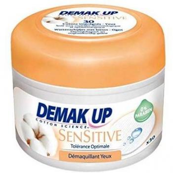 Demak Up Cotons Imprégnés Sensitive Tolérance Optimale Démaquillant Yeux Pot de 30 Cotons