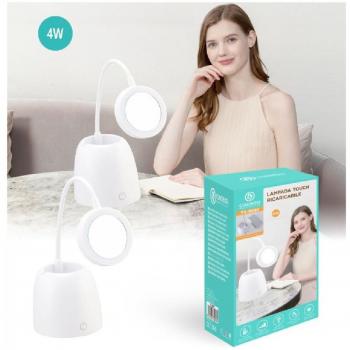 Lampada Touch Ricaricabile Tx-9082 con Specchio, 3 Luminosità e Braccio Snodabile