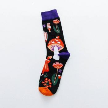 Calcetines Casual de Algodón con Diseño Abstracto Natural