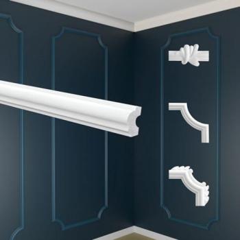 Cornice Decorativa in Polistirolo Bianco E-19 - 20 Metri (10 Leisten) per Pareti e Segmenti di Stucchi