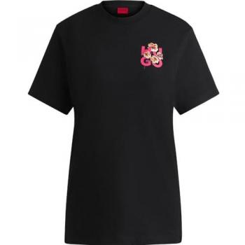 T-shirt HUGO Vintage manica corta nera rosa donna - XS