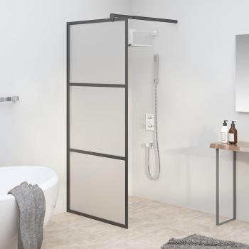 VidaXL Walk-in Shower Wall 80x195 cm Frosted ESG Glass Black