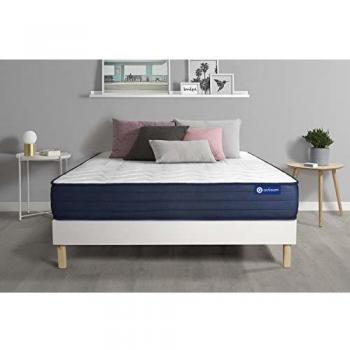 Actisom Matelas ACTIMEMO Life 90x200 Mémoire de Forme 5zones de Confort + sommier KIT Blanc