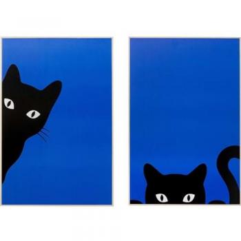 Kare Design Wandbild Ciao Gatto im Rahmen (2er Set)