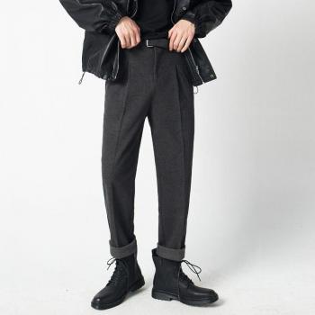 Men's Woollen Casual Pants - Formal Trousers in Black/Grey (M-2XL)