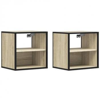 VidaXL Wall-mounted Bedside Cabinets 2 pcs Sonoma Oak 40x31x39.5 cm