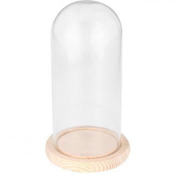 9x20cm Eternal Flower Glass Dome on Wooden Base