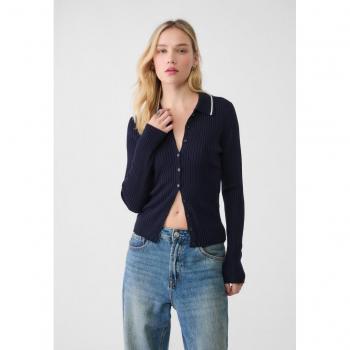 Cardigan Maglia Polo Azzurro XL Stradivarius