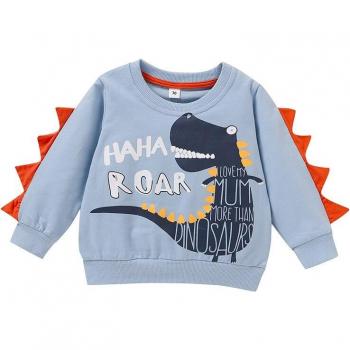 Unisex Long Sleeve Blue Crocodile Print Sweatshirt for Toddlers 0-4 Years