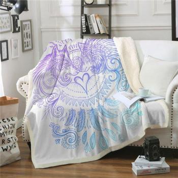 Wolves Heart Boho Tribal Fleece Throw 130x150 cm