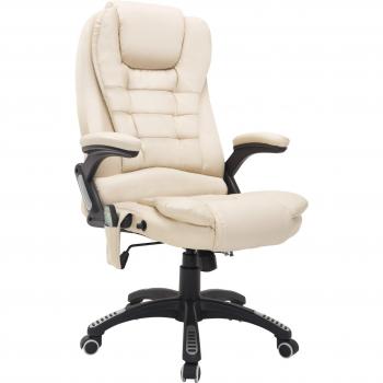 HOMCOM Poltrona Da Ufficio Massaggiante In Ecopelle Colore Beige Dimensioni 62x68x111-121cm