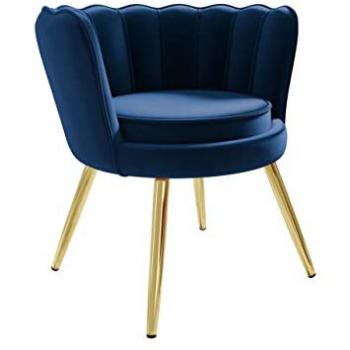 Poltrona Comfivo 319 Blu e Oro, 75x76x72cm, Tessuto con Gambe in Metallo